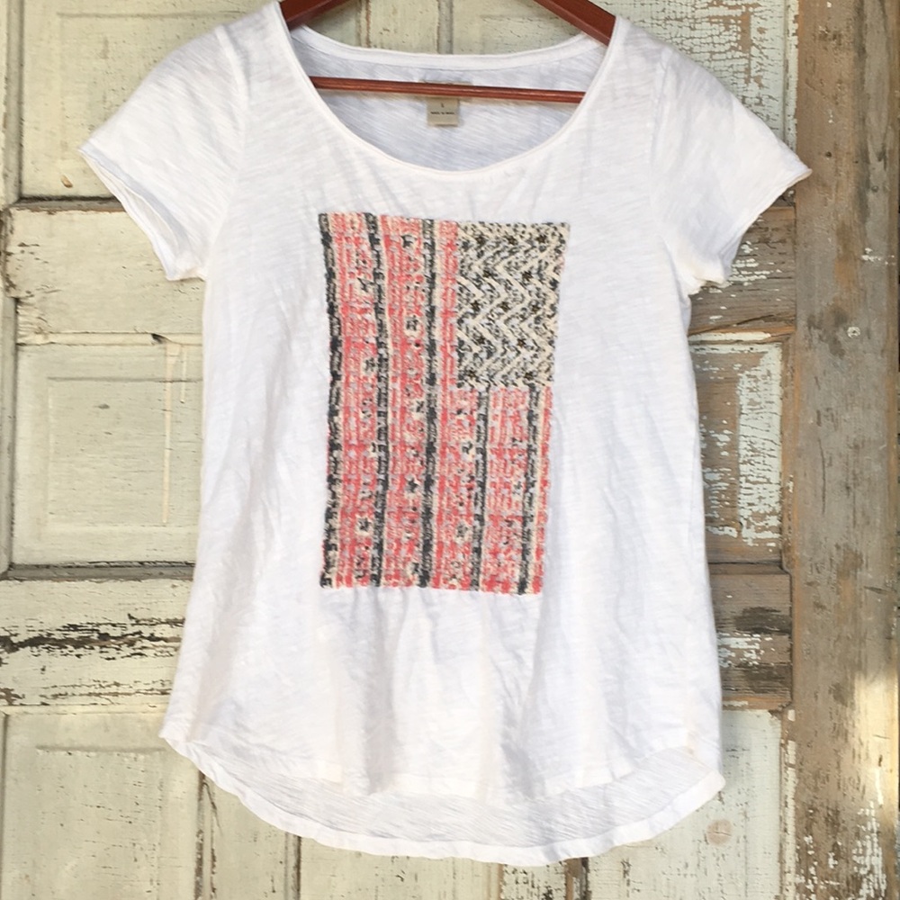 Lucky Tee with cool knit American flag appliqué